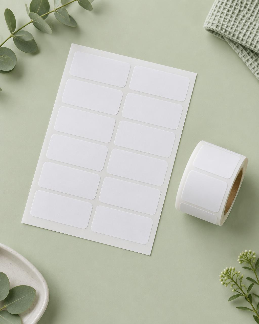 Write-On Log Labels on a soft studio backdrop