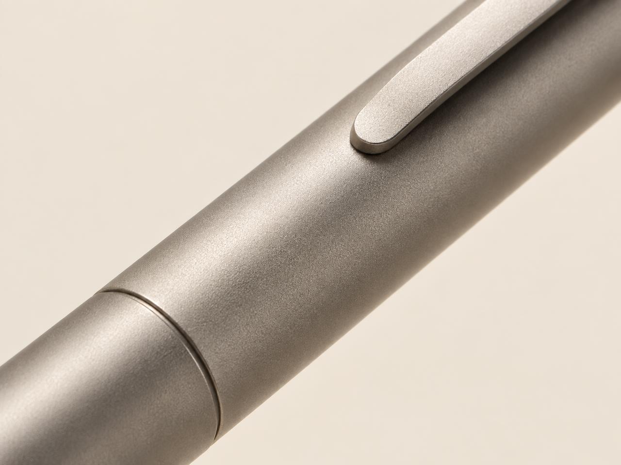 Detailed matte finish of the reusable pen